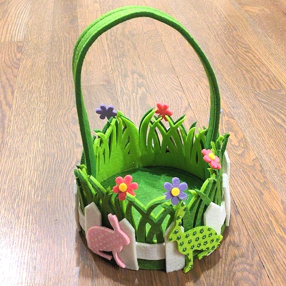 πHPπ Polka Dot Felt Spring Bunny Easter Basket - Picture 4 of 7